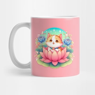 cat in lotus Mug